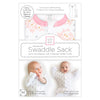 Transitional Swaddle Sack  - Arms Up Sleeves & Mitten Cuffs, Heavenly Floral Shimmer, Pink