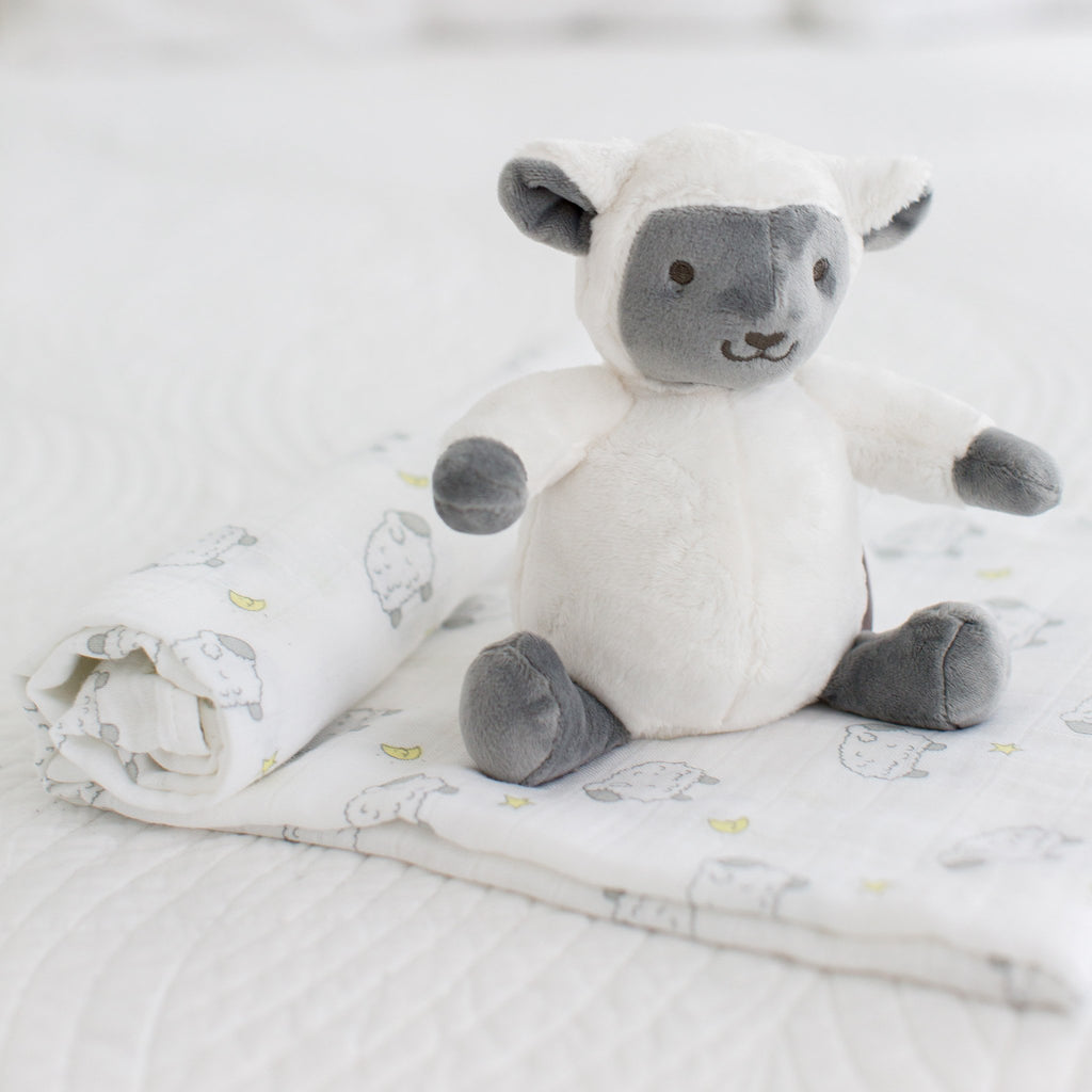 Muslin Swaddle and Plush Toy Set - Little Lambs and Little Lamb