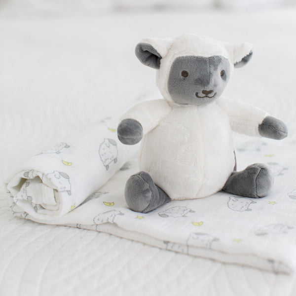 Muslin Swaddle and Plush Toy Set - Little Lambs and Little Lamb