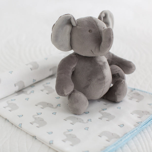 Ultimate Swaddle and Plush Toy Set - Elephants and Chickies + Baby Elephant