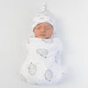 Muslin Swaddle, Gown and Hat Gift Set - Hedgehog, Soft Black, Newborn