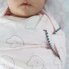 Ultimate Swaddle Blanket - Mod Circles on White, Pastel Pink