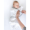 Omni Swaddle Sack with Wrap -  Arms Up Sleeves & Mitten Cuffs, Heathered Sterling with Stripes