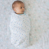 Muslin Swaddle Single - Tiny Triangles Shimmer, Blue