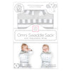 Omni Swaddle Sack with Wrap -  Arms Up Sleeves & Mitten Cuffs, Heathered Sterling with Stripes