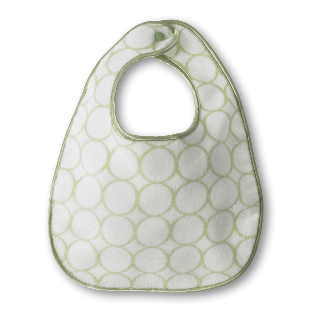 Organic Baby Bib - Mod Circles on Ivory, Kiwi