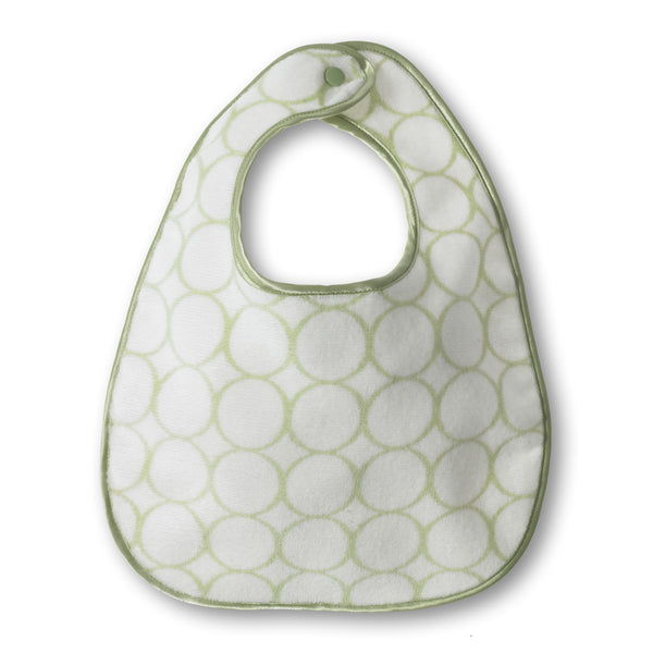 Organic Baby Bib - Mod Circles on Ivory, Kiwi