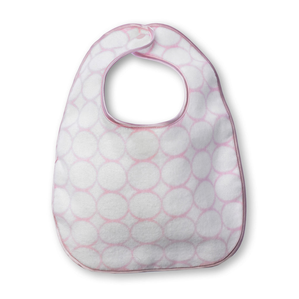 Organic Baby Bib - Mod Circles on Ivory, Pastel Pink