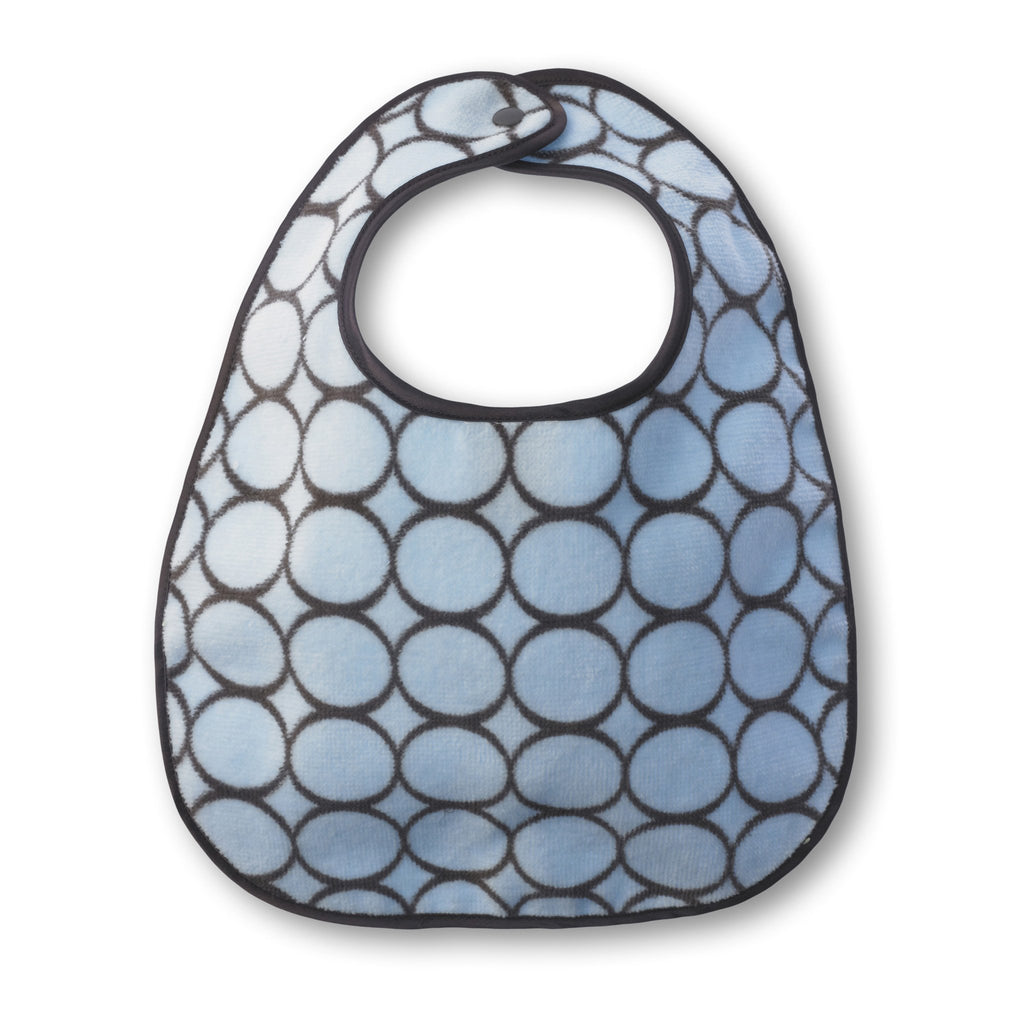 Baby Bib - Brown Mod Circles, Pastel Blue - Personalize It
