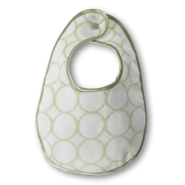 Organic Bitty Bib - Mod Circles on Ivory, Kiwi
