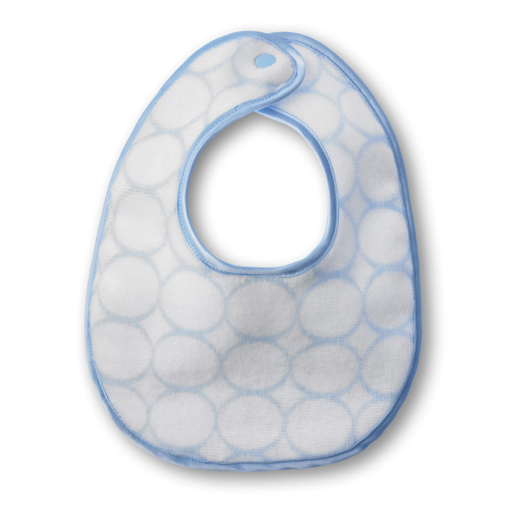Organic Bitty Bib - Mod Circles on Ivory, Pastel Blue