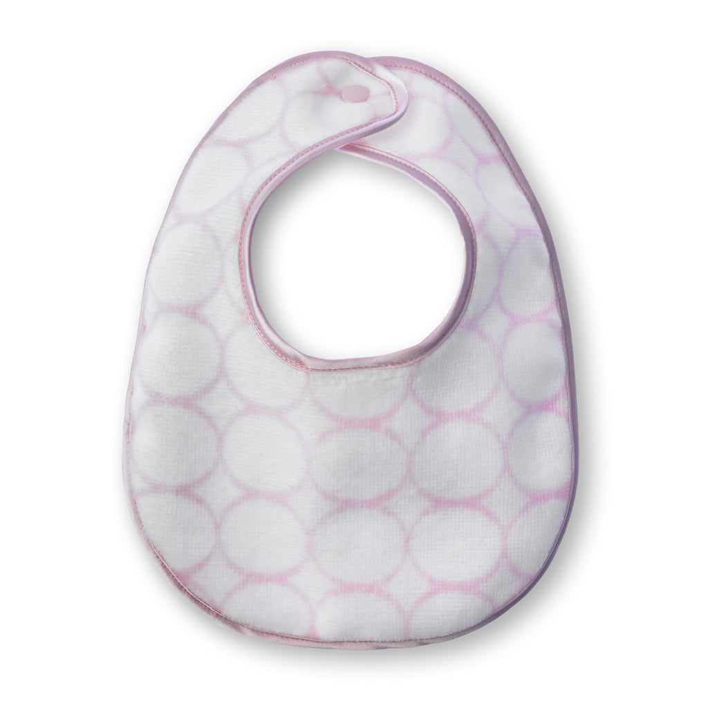 Organic Bitty Bib - Mod Circles on Ivory, Pastel Pink