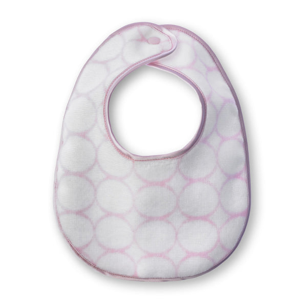 Organic Bitty Bib - Mod Circles on Ivory, Pastel Pink