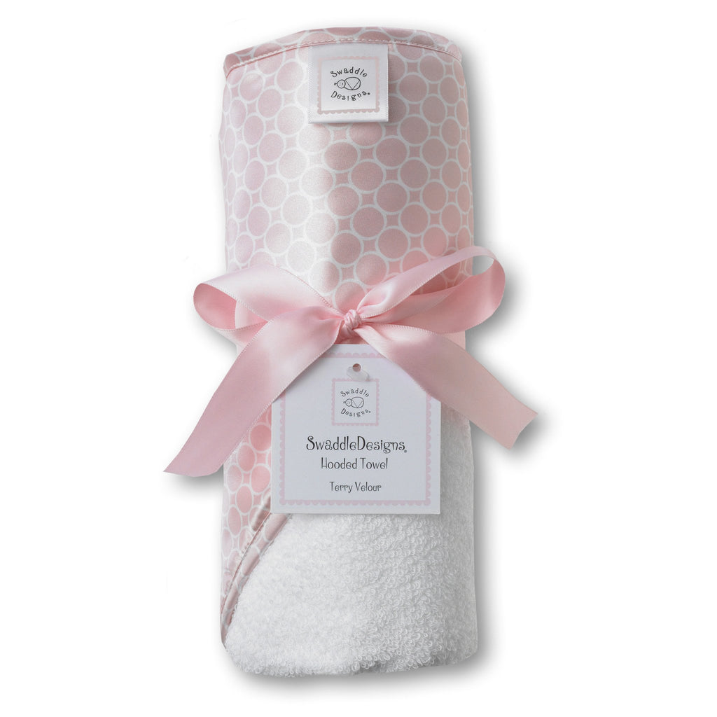 Terry Velour Hooded Towel - Mini Mod Circles