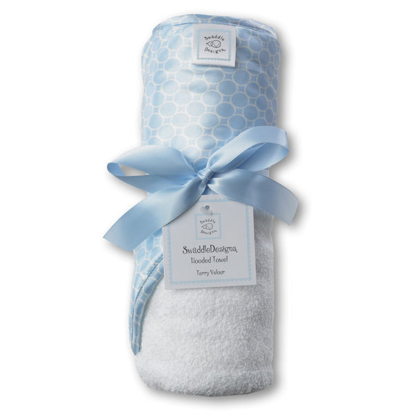 Terry Velour Hooded Towel - Mini Mod Circles