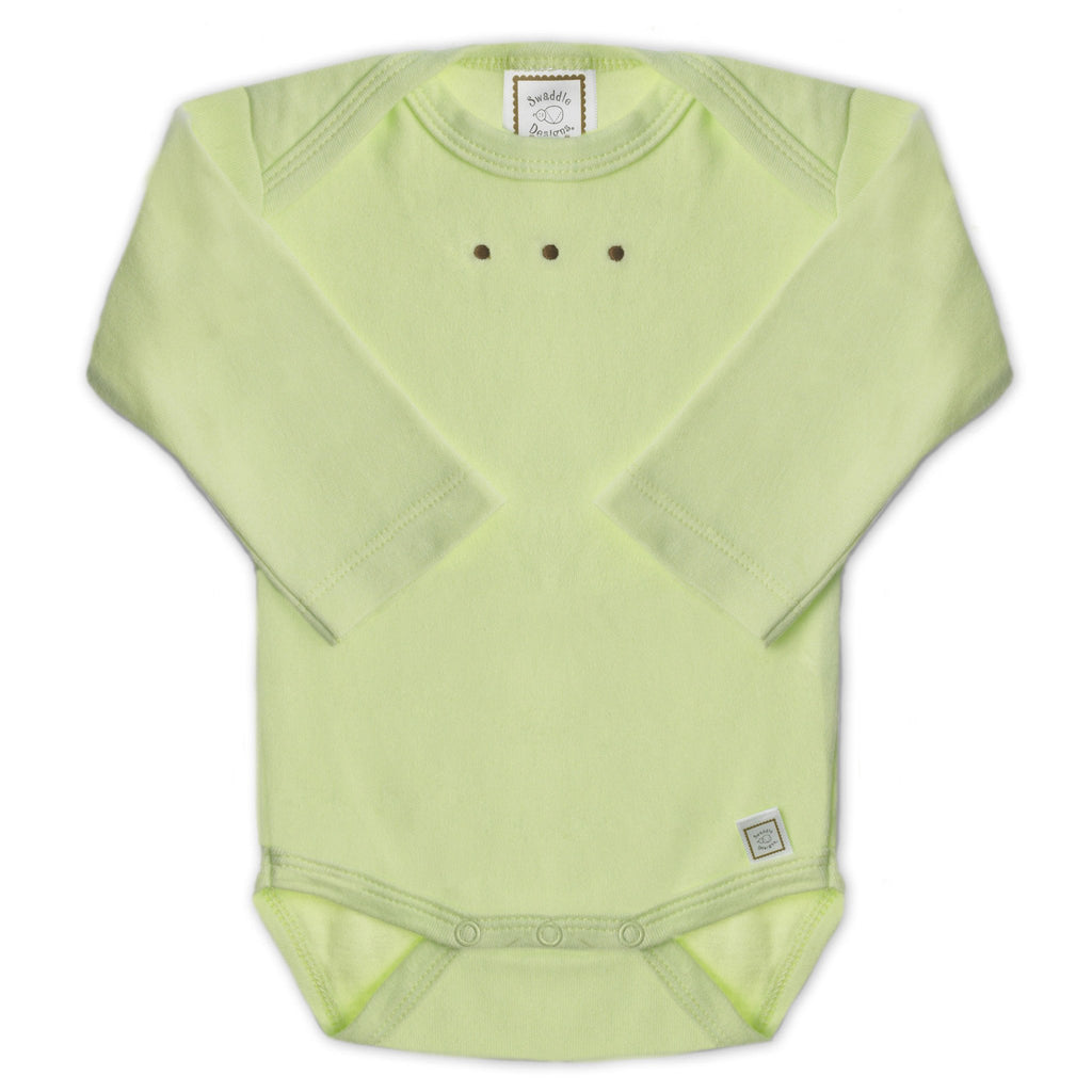 Long Sleeve Bodysuit - Pastel with Mocha Dots, Kiwi