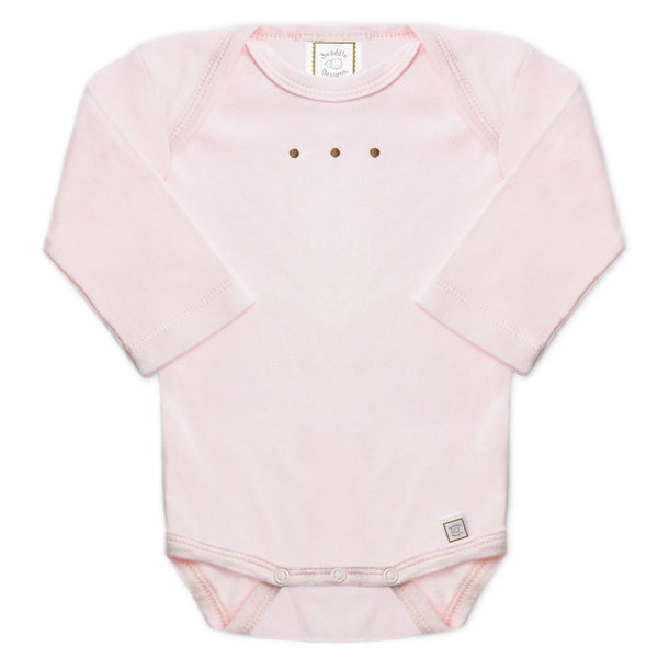 Long Sleeve Bodysuit - Pastel with Mocha Dots, Pastel Pink