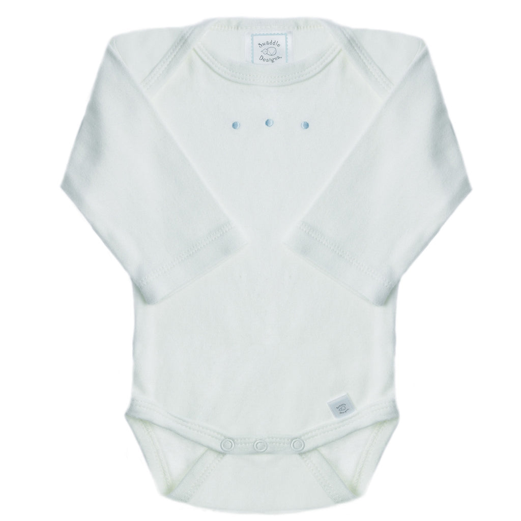 Long Sleeve Bodysuit - Pastel Blue with Pastel Dots
