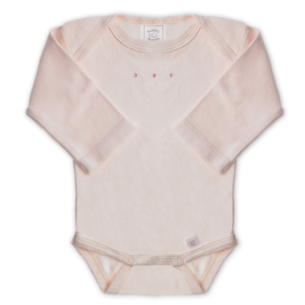 Long Sleeve Bodysuit - Pastel Pink with Pastel Dots