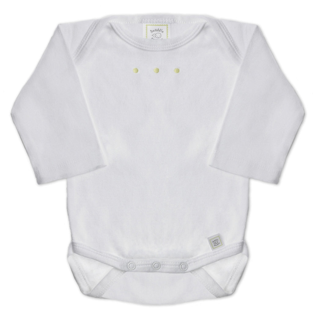 Long Sleeve Bodysuit - White with Pastel Dots, Kiwi