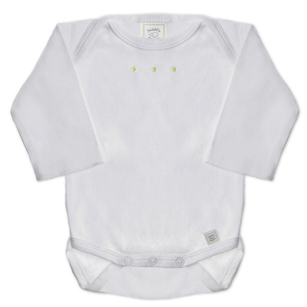 Long Sleeve Bodysuit - White with Pastel Dots, Kiwi