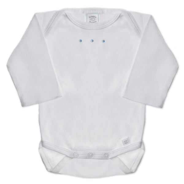 Long Sleeve Bodysuit - White with Pastel Dots, Pastel Blue
