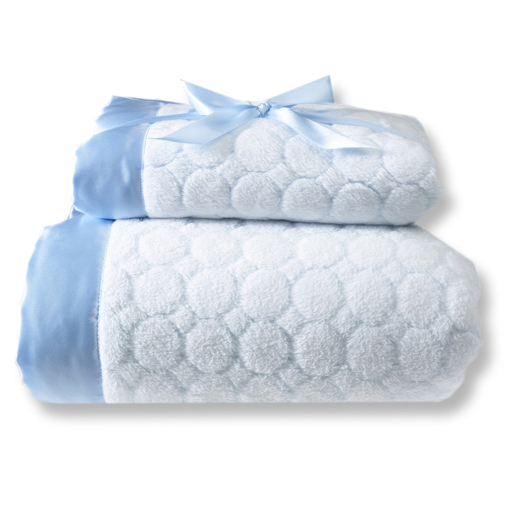 Mommy and Me Blanket - Puff Circle, Pastel Blue