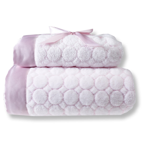 Mommy and Me Blanket - Puff Circle, Pastel Pink