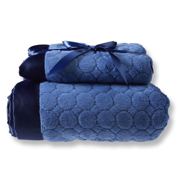 Mommy and Me Blanket - Puff Circle, True Blue