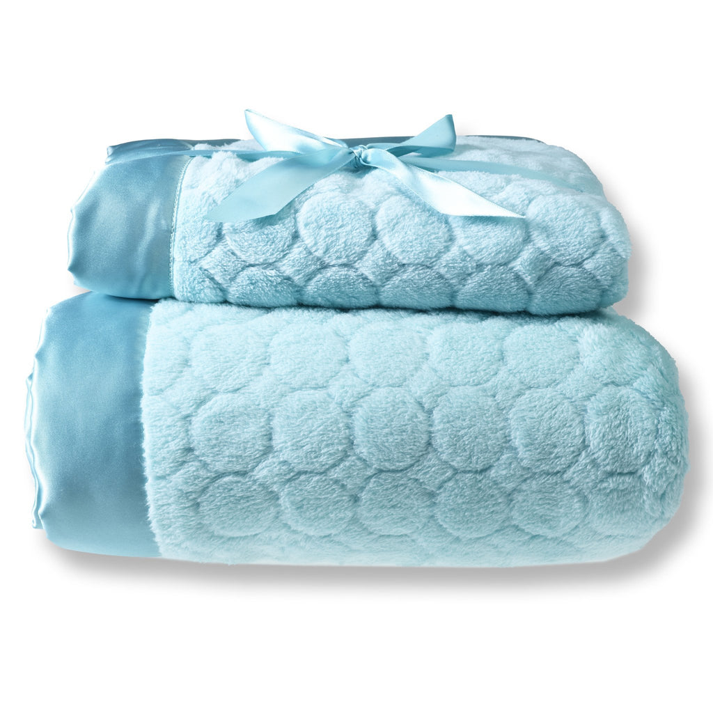 Mommy and Me Blanket - Puff Circle, Turquoise 