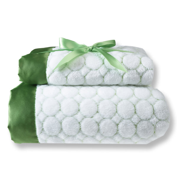 Mommy and Me Blanket - Ivory Puff, Pure Green