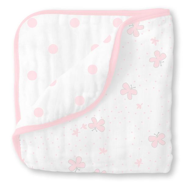 Muslin Luxe Blanket - Pink Butterflies