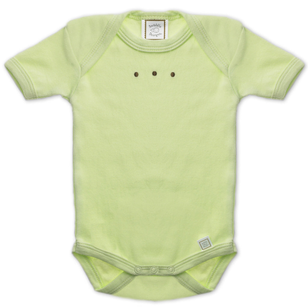 Short Sleeve Bodysuit - Pastel with Mocha Dots, Kiwi