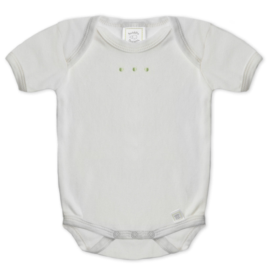 Short Sleeve Bodysuit - Ivory Organic with Kiwi Dots, Kiwi