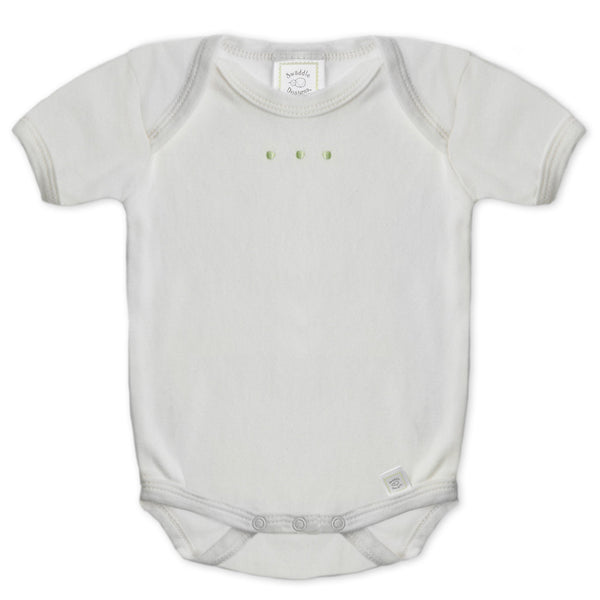 Short Sleeve Bodysuit - Ivory Organic with Kiwi Dots, Kiwi