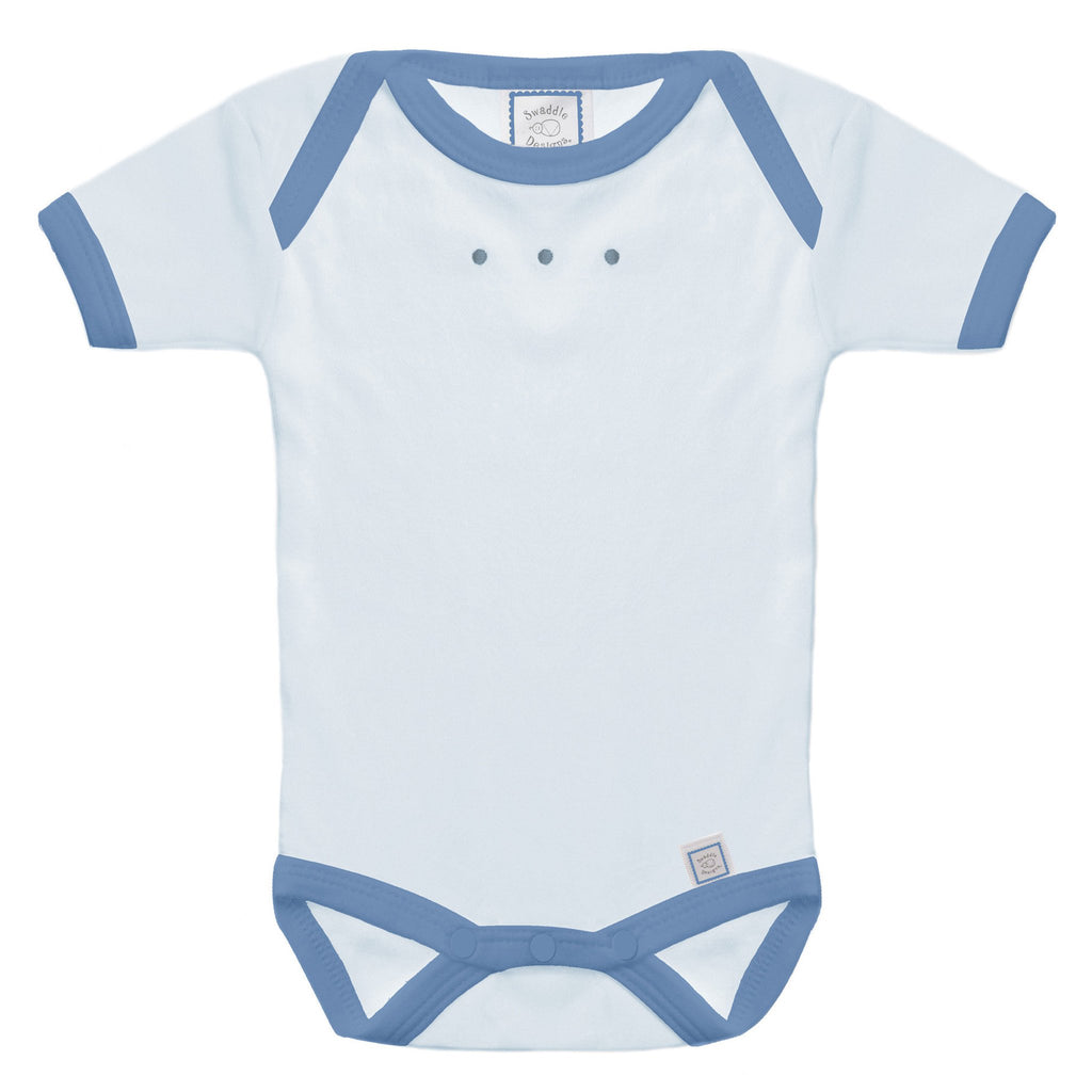 Short Sleeve Bodysuit - Pastel Blue with True Blue Trim, True Blue