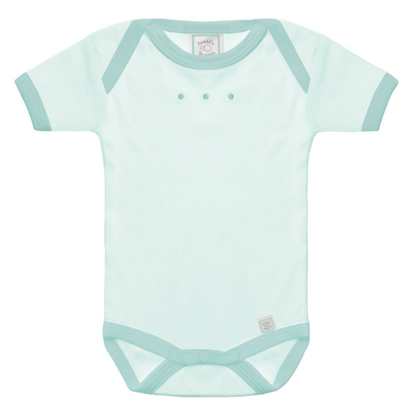Short Sleeve Bodysuit - Sea Crystal with Turquoise Trim, Turquoise