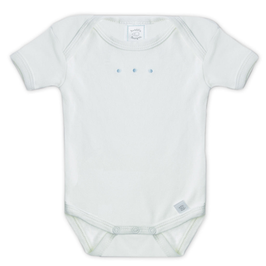 Short Sleeve Bodysuit - Pastel Blue with Pastel Dots, Pastel Blue