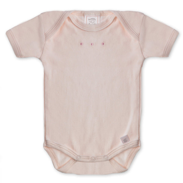 Short Sleeve Bodysuit - Pastel Pink with Pastel Dots, Pastel Pink