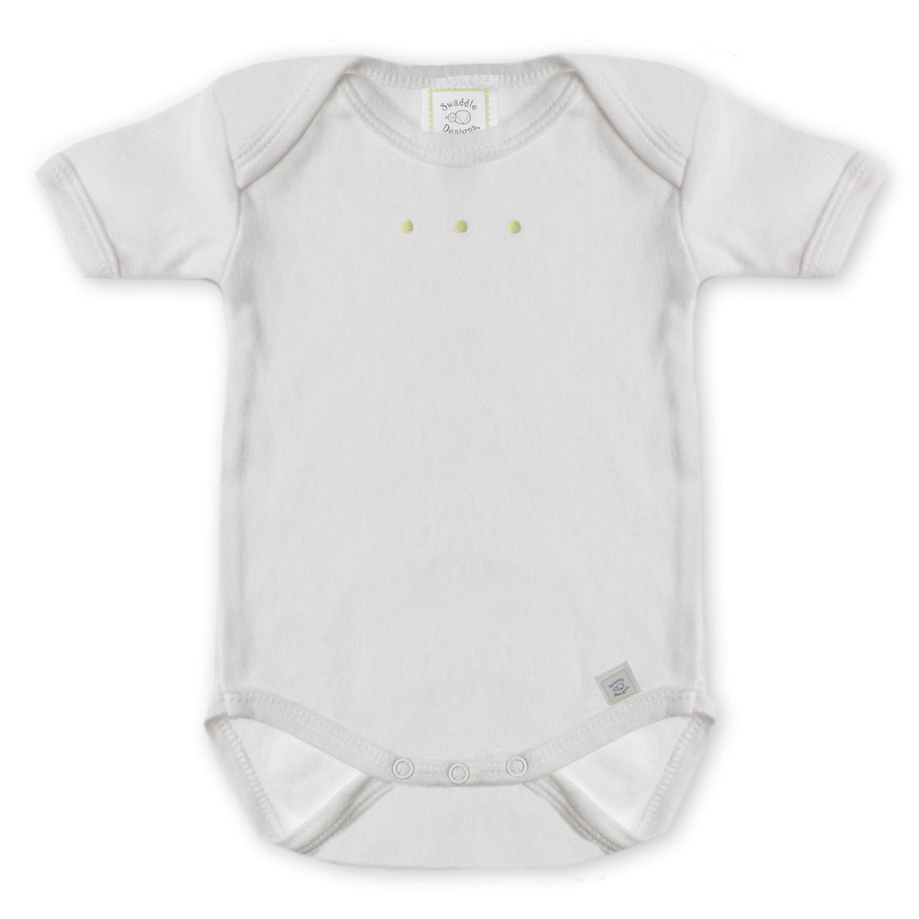 Short Sleeve Bodysuit - White with Pastel Dots, Kiwi