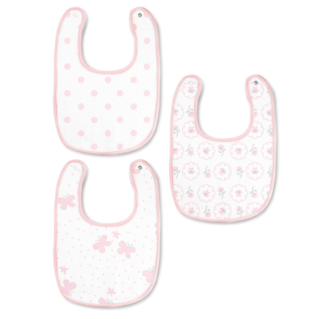 Muslin Baby Bibs - Classic Collection (Set of 3), Pastel Pink