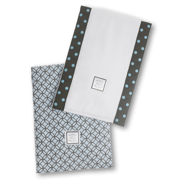 Baby Burpies - Brown Circle on Circle, Pastel Blue