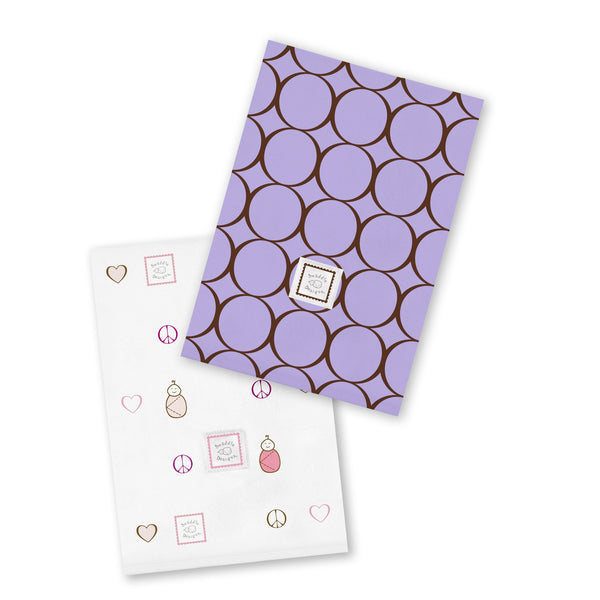 Baby Burpies - Mocha Mod Circles + Peace. Love. Swaddle, Lavender