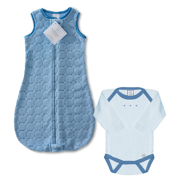 Cozy Puff zzZipMe Sack + Jewel Tone Body Suit, Blue