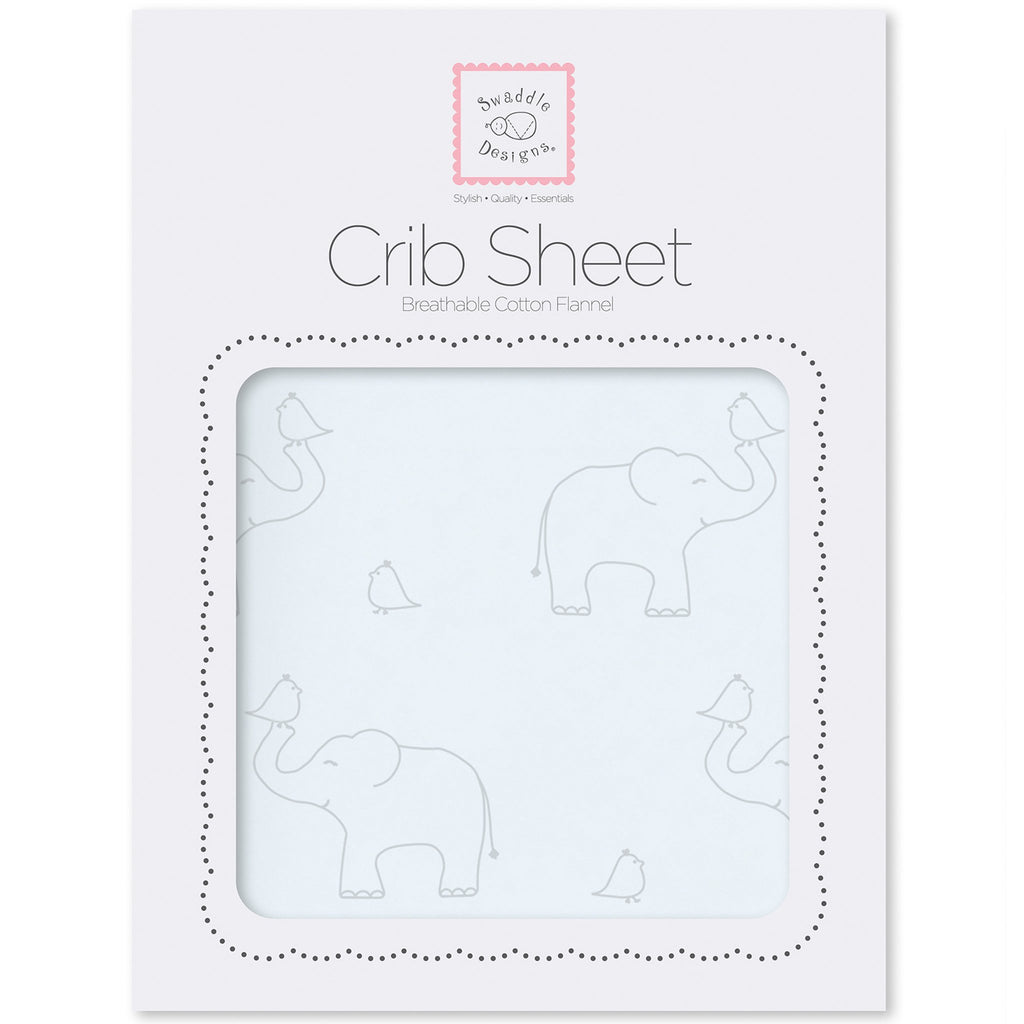 Flannel Fitted Crib Sheet - Sterling Deco Elephants