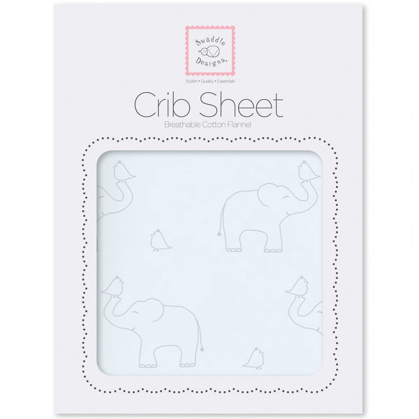 Flannel Fitted Crib Sheet - Sterling Deco Elephants