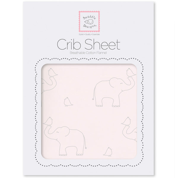 Flannel Fitted Crib Sheet - Sterling Deco Elephants