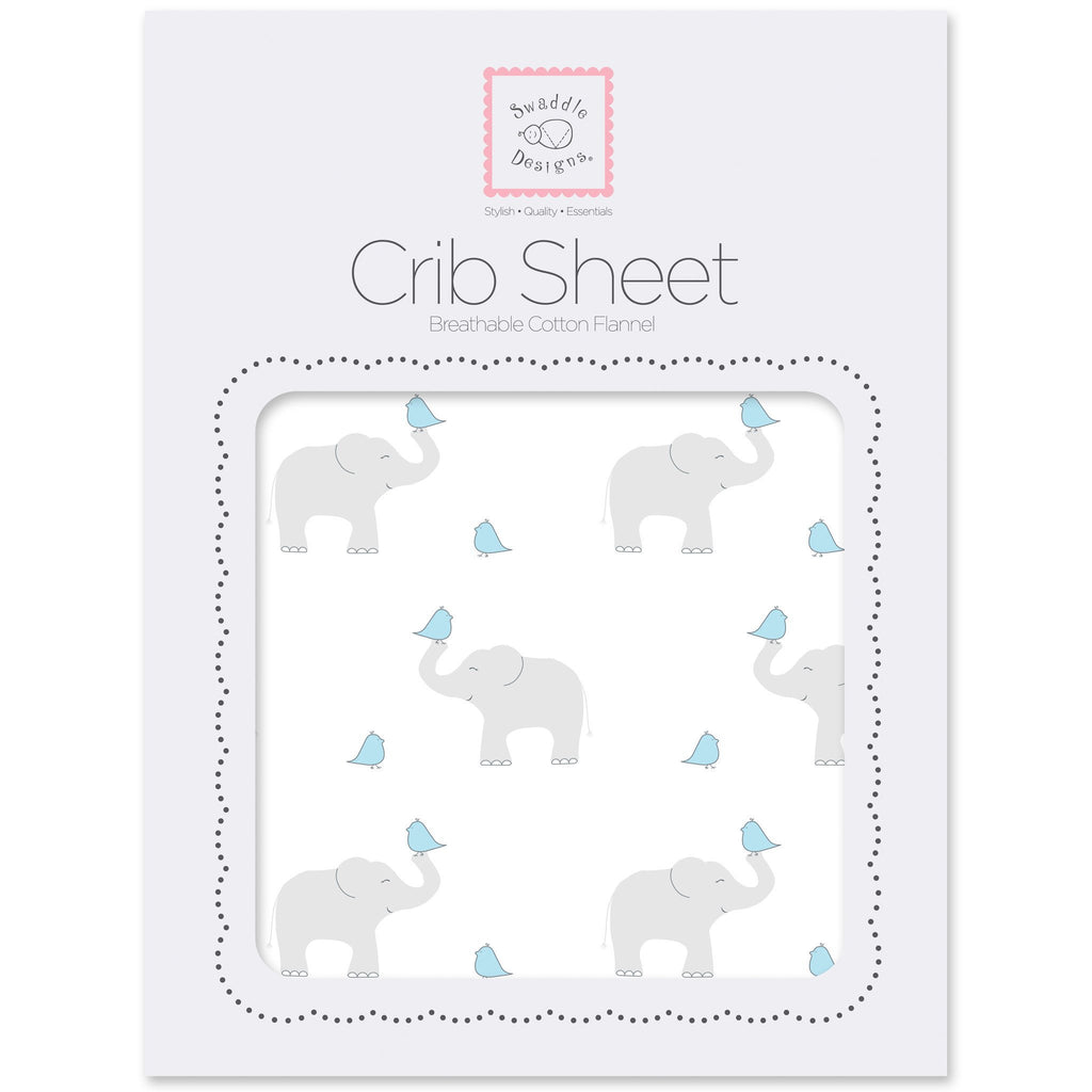 Flannel Fitted Crib Sheet - Elephant & Chickies