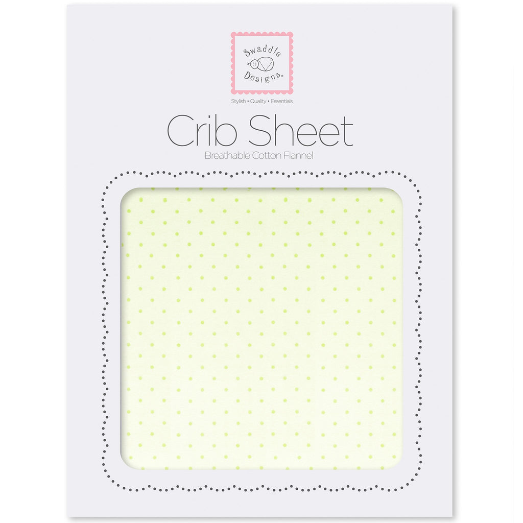 Fitted Flannel Crib Sheet - Fresh Pastel Polka Dot