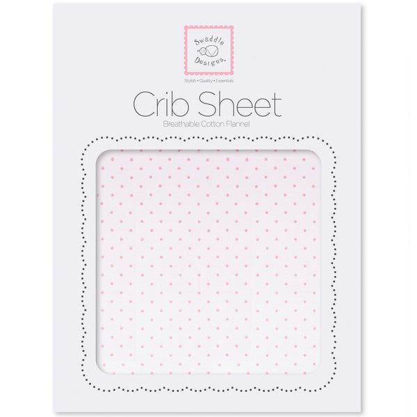 Flannel Fitted Crib Sheet - Fresh Pastel Polka Dot, Pastel Pink